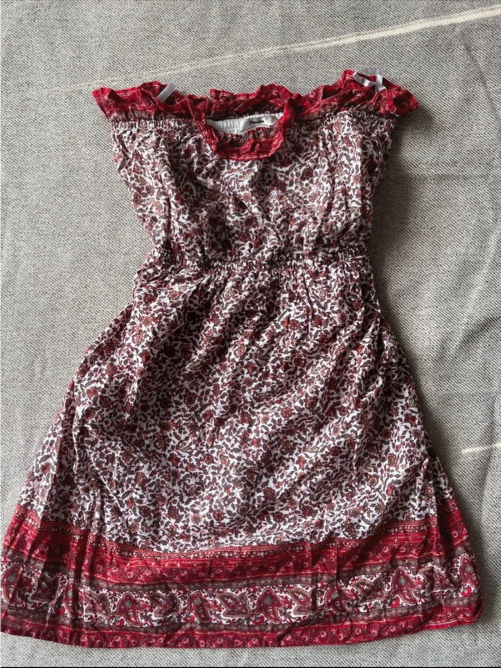 Papaya Red Paisley Border Midi Dress